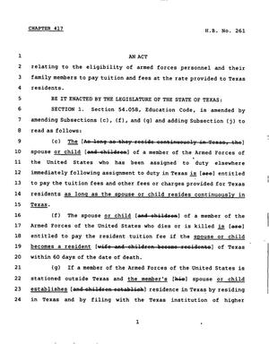 78th Texas Legislature, Regular Session, House Bill 261, Chapter 417