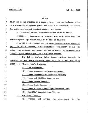 78th Texas Legislature, Regular Session, House Bill 2650, Chapter 1293
