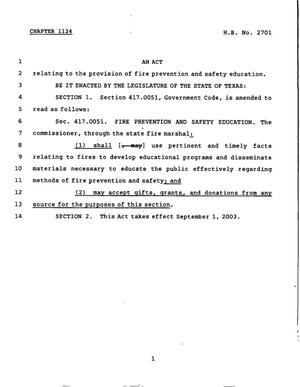 78th Texas Legislature, Regular Session, House Bill 2701, Chapter 1124
