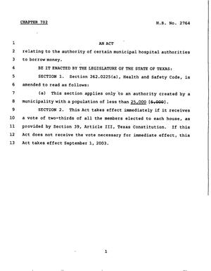 78th Texas Legislature, Regular Session, House Bill 2764, Chapter 702
