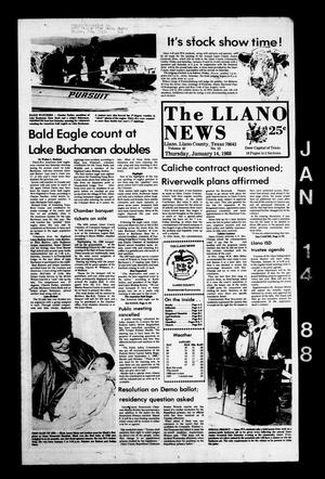 The Llano News (Llano, Tex.), Vol. 97, No. 12, Ed. 1 Thursday, January 14, 1988