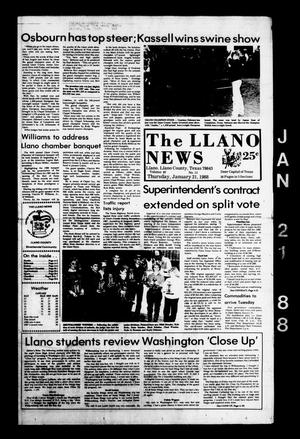 Primary view of object titled 'The Llano News (Llano, Tex.), Vol. 97, No. 13, Ed. 1 Thursday, January 21, 1988'.