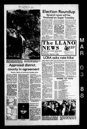 Primary view of object titled 'The Llano News (Llano, Tex.), Vol. 97, No. 18, Ed. 1 Thursday, March 3, 1988'.