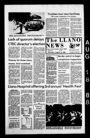 Primary view of object titled 'The Llano News (Llano, Tex.), Vol. 97, No. 43, Ed. 1 Thursday, August 18, 1988'.