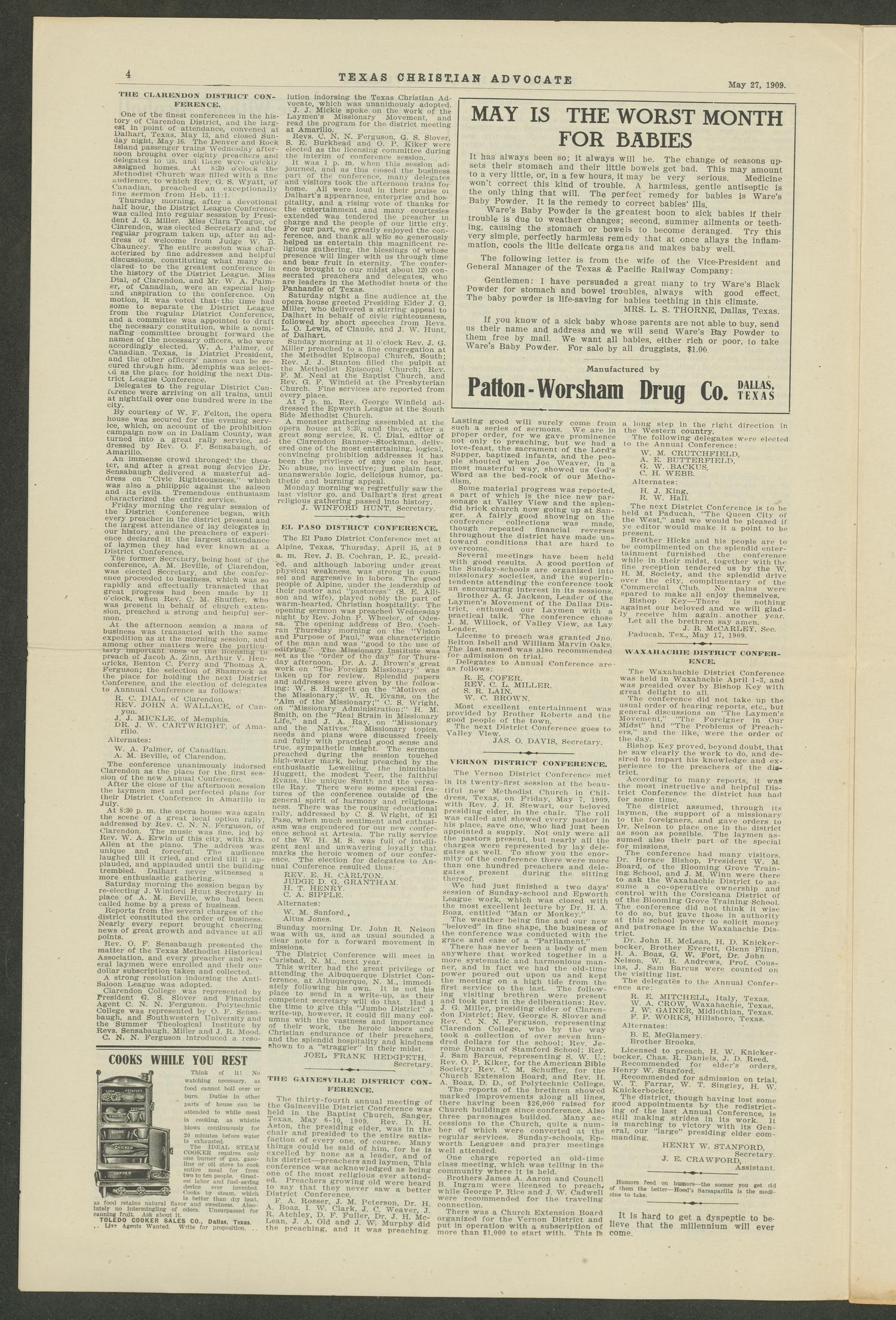 Texas Christian Advocate (Dallas, Tex.), Vol. 55, No. 41, Ed. 1 Thursday, May 27, 1909
                                                
                                                    [Sequence #]: 4 of 16
                                                