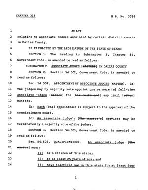 78th Texas Legislature, Regular Session, House Bill 3384, Chapter 318