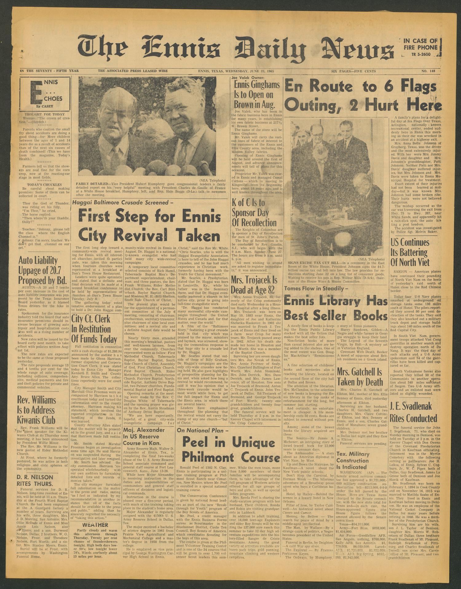 The Ennis Daily News (Ennis, Tex.), Vol. 75, No. 39, Ed. 1 Tuesday