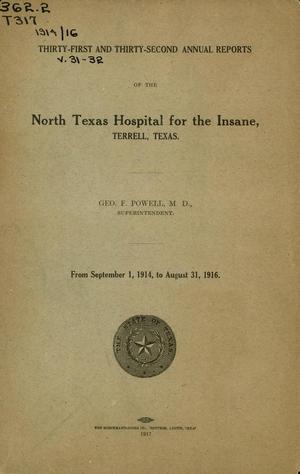 Primary view of object titled 'North Texas Hospital for the Insane Annual Report: 1914-1916'.