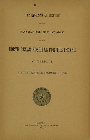 North Texas Hospital for the Insane Annual Report: 1894