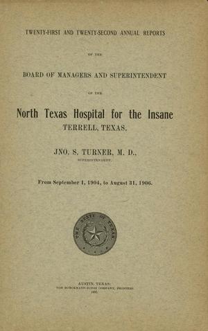Primary view of object titled 'North Texas Hospital for the Insane Annual Reports: 1904-1906'.