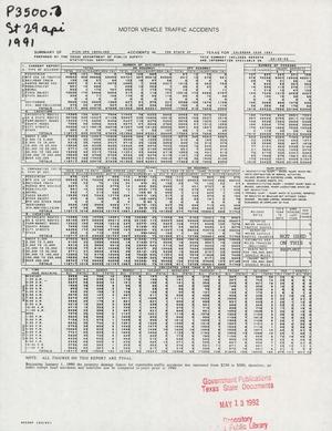 Summary of Pick-Up [Truck] Involved Accidents in the State of Texas for Calendar Year 1991