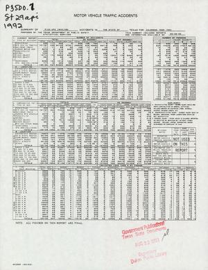 Summary of Pick-Up [Truck] Involved Accidents in the State of Texas for Calendar Year 1992