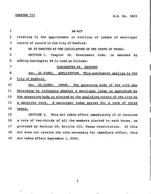 78th Texas Legislature, Regular Session, House Bill 3603, Chapter 773