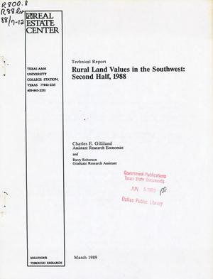 Rural Land Values in the Southwest: Second Half, 1988
