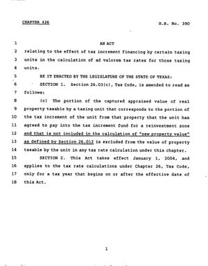 78th Texas Legislature, Regular Session, House Bill 390, Chapter 426