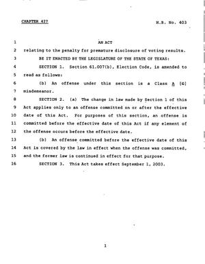 78th Texas Legislature, Regular Session, House Bill 403, Chapter 427