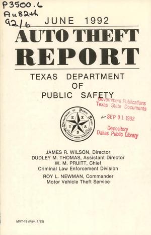Primary view of object titled 'Texas Auto Theft Report: June 1992'.