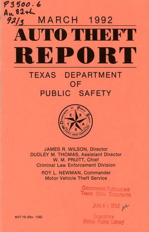 Primary view of object titled 'Texas Auto Theft Report: March 1992'.