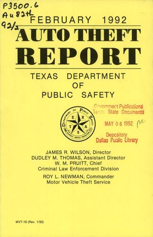 Texas Auto Theft Report: February 1992