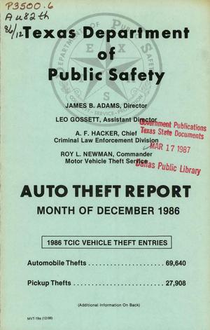 Primary view of object titled 'Texas Auto Theft Report: December 1986'.