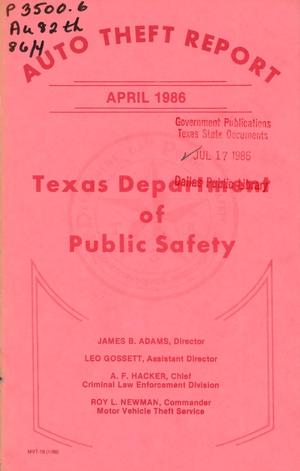 Texas Auto Theft Report: April 1986