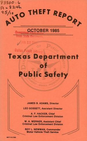 Texas Auto Theft Report: October 1985
