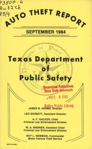 Texas Auto Theft Report: September [1985]