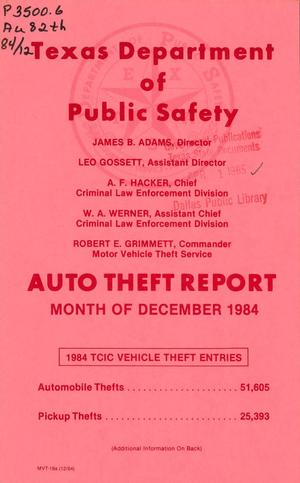 Texas Auto Theft Report: December 1984