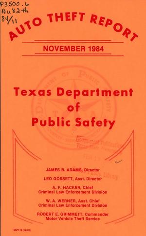 Texas Auto Theft Report: November 1984