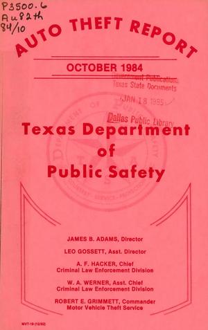Texas Auto Theft Report: October 1984