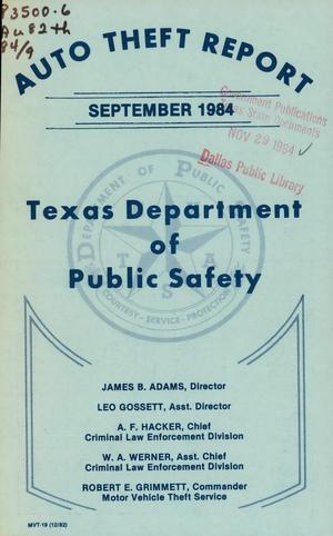 Texas Auto Theft Report: September 1984