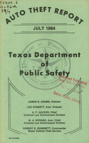 Texas Auto Theft Report: July 1984