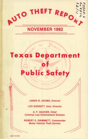 Texas Auto Theft Report: November1982