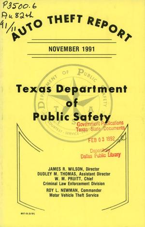 Texas Auto Theft Report: November 1991