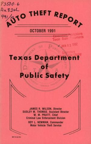 Primary view of object titled 'Texas Auto Theft Report: October 1991'.