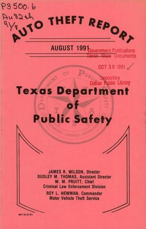 Texas Auto Theft Report: August 1991