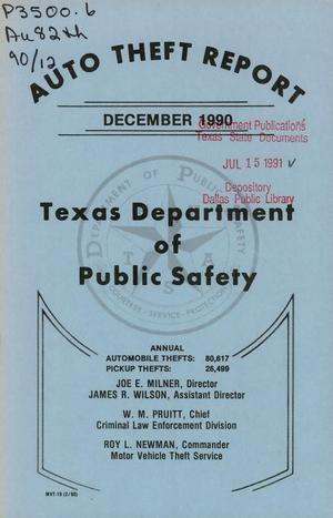 Texas Auto Theft Report: December 1980