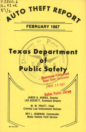 Texas Auto Theft Report: February 1987