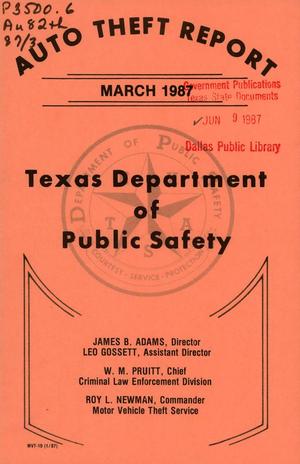 Texas Auto Theft Report: March 1987
