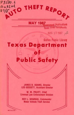 Texas Auto Theft Report: May 1987