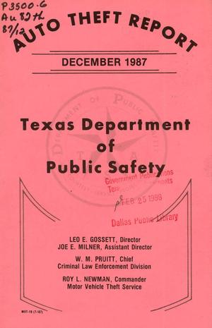 Texas Auto Theft Report: December 1987