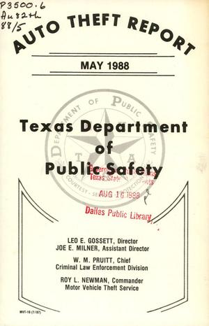 Texas Auto Theft Report: May 1988