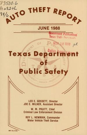 Texas Auto Theft Report: June 1988