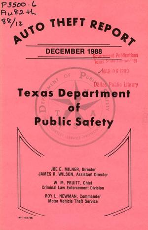 Texas Auto Theft Report: December 1988