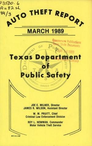 Texas Auto Theft Report: March 1989