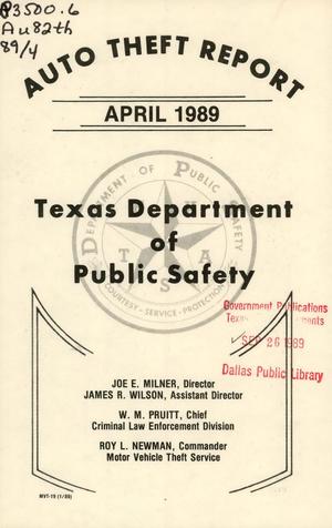 Texas Auto Theft Report: April 1989