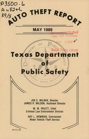 Texas Auto Theft Report: May 1989