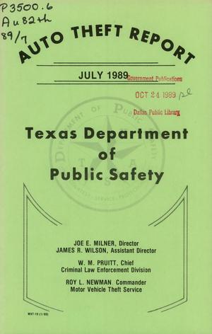 Texas Auto Theft Report: July 1989