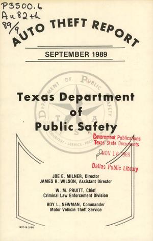 Texas Auto Theft Report: September 1989