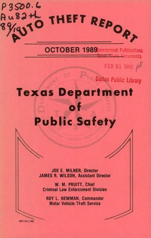 Texas Auto Theft Report: October 1989